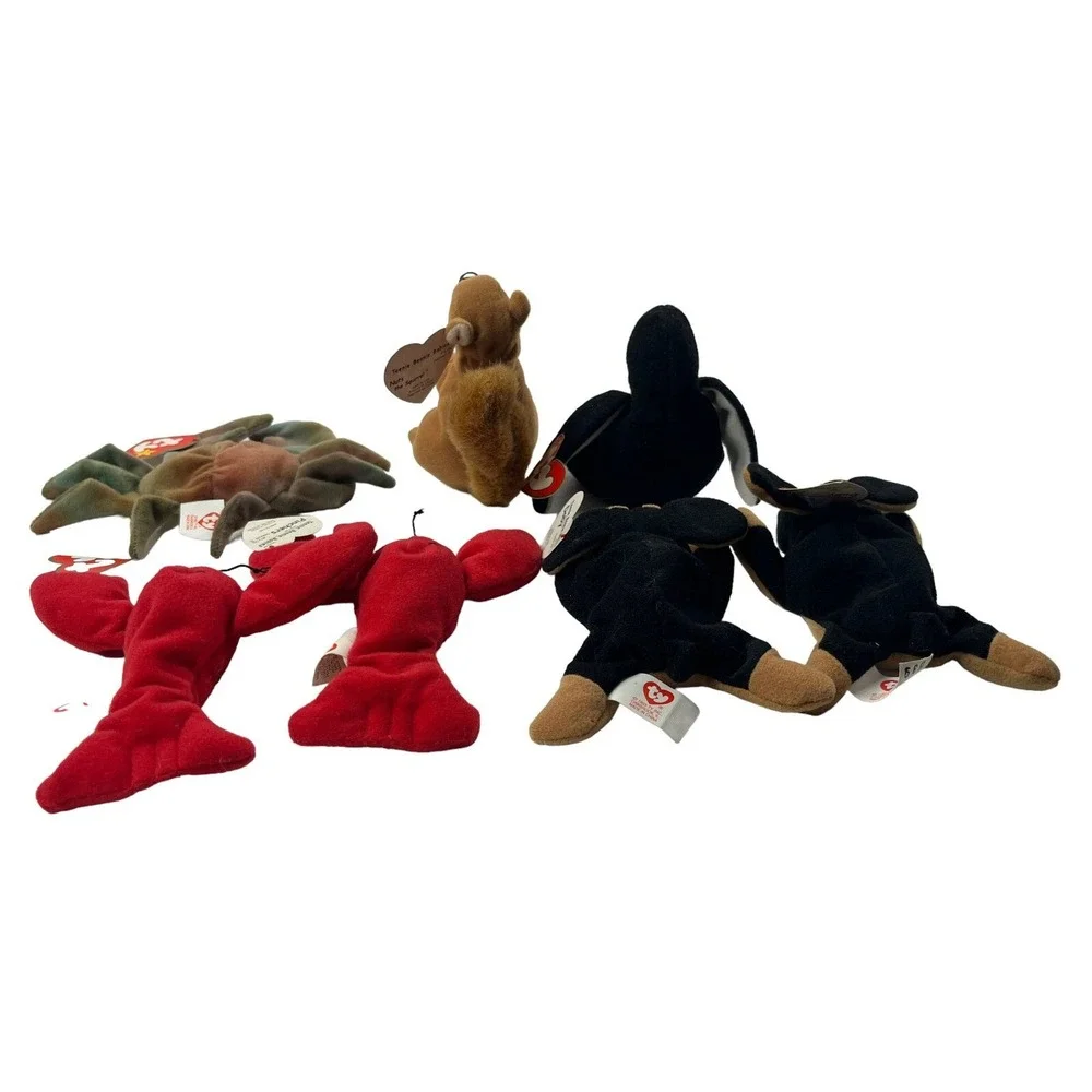 McDonalds Lot of 7 Vintage 1993 Teenie Beanie Babies‎ Pinchers Nuts Squirrel Etc